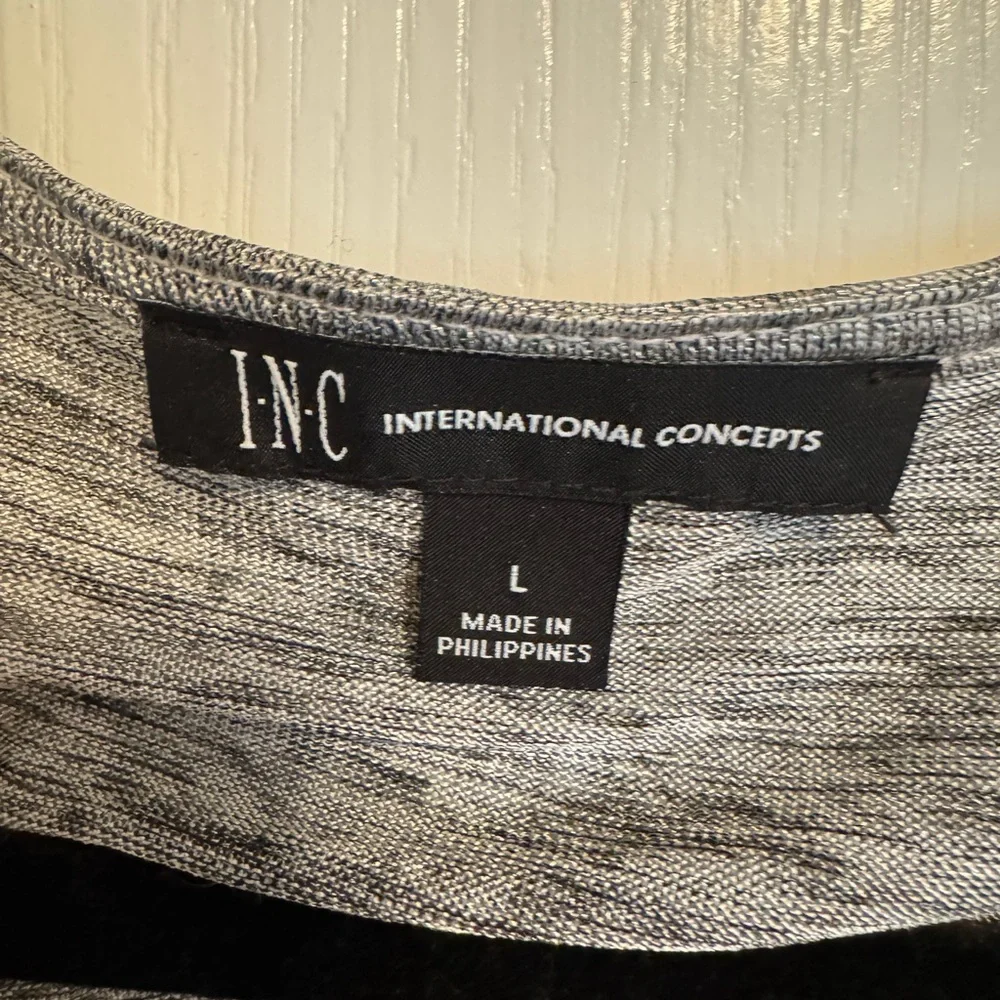 INC Silver Shimmer Sleeveless V-Neck Wrap Blouse with Tie Front - Picture 3 of 6